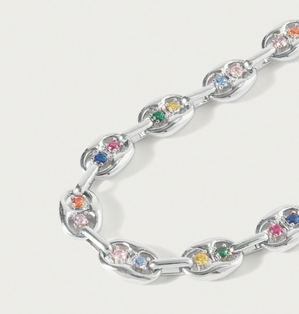 Celestine Zirconia Chain Bracelet – Women’s Geometric Jewellery | Crystal-Inspired Statement Bracelet | Elegant Everyday Accessory