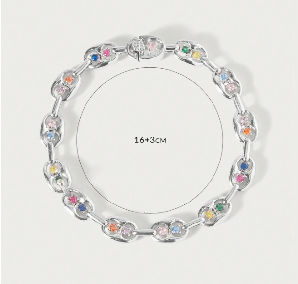 Celestine Zirconia Chain Bracelet – Women’s Geometric Jewellery | Crystal-Inspired Statement Bracelet | Elegant Everyday Accessory