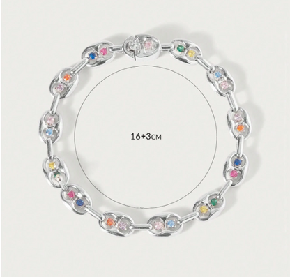 Celestine Zirconia Chain Bracelet – Women’s Geometric Jewellery | Crystal-Inspired Statement Bracelet | Elegant Everyday Accessory