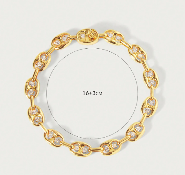 Celestine Zirconia Chain Bracelet – Women’s Geometric Jewellery | Crystal-Inspired Statement Bracelet | Elegant Everyday Accessory
