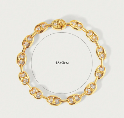 Celestine Zirconia Chain Bracelet – Women’s Geometric Jewellery | Crystal-Inspired Statement Bracelet | Elegant Everyday Accessory