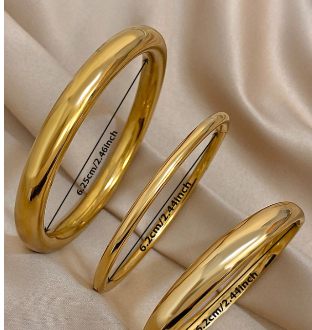 Aurielle 18K Gold-Plated Bracelet  – Women’s Stainless Steel Jewellery | Minimalist Smooth Bangles | Elegant Everyday Accessories