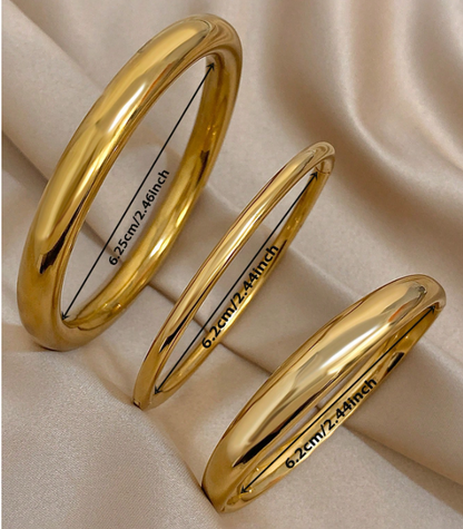 Aurielle 18K Gold-Plated Bracelet  – Women’s Stainless Steel Jewellery | Minimalist Smooth Bangles | Elegant Everyday Accessories