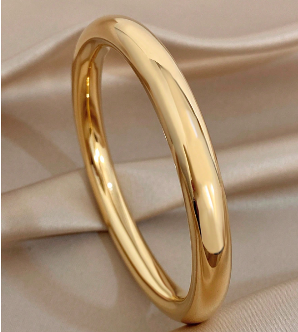 Aurielle 18K Gold-Plated Bracelet  – Women’s Stainless Steel Jewellery | Minimalist Smooth Bangles | Elegant Everyday Accessories