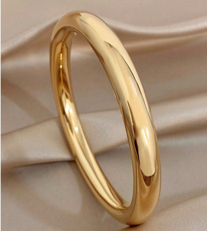Aurielle 18K Gold-Plated Bracelet  – Women’s Stainless Steel Jewellery | Minimalist Smooth Bangles | Elegant Everyday Accessories