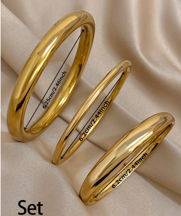Aurielle 18K Gold-Plated Bracelet  – Women’s Stainless Steel Jewellery | Minimalist Smooth Bangles | Elegant Everyday Accessories