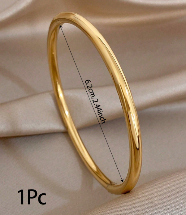 Aurielle 18K Gold-Plated Bracelet  – Women’s Stainless Steel Jewellery | Minimalist Smooth Bangles | Elegant Everyday Accessories