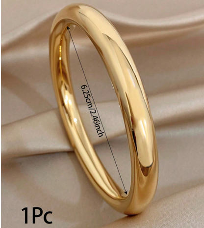 Aurielle 18K Gold-Plated Bracelet  – Women’s Stainless Steel Jewellery | Minimalist Smooth Bangles | Elegant Everyday Accessories