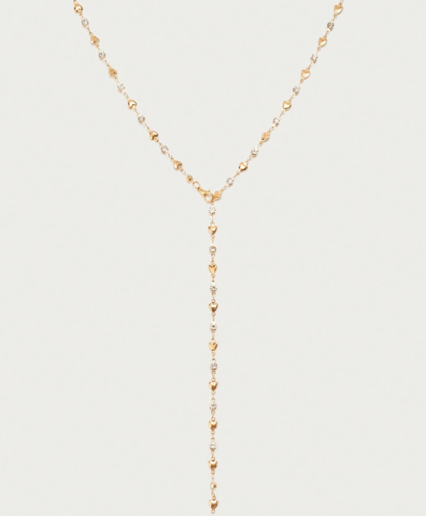 Amorielle Rhinestone Heart Necklace – Women’s Gold-Tone Jewellery | Romantic Heart Pendant | Elegant Everyday Necklace