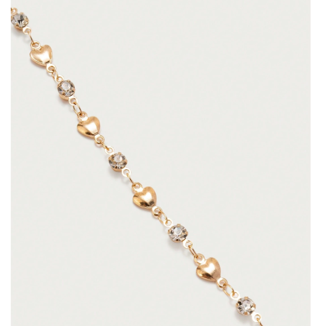 Amorielle Rhinestone Heart Necklace – Women’s Gold-Tone Jewellery | Romantic Heart Pendant | Elegant Everyday Necklace