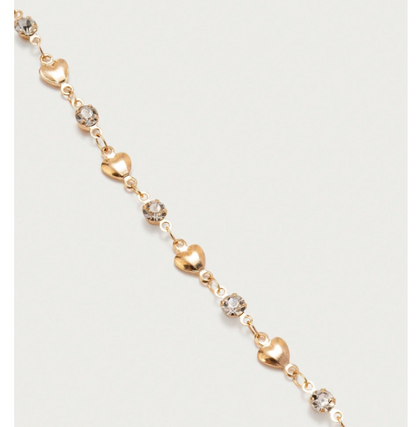 Amorielle Rhinestone Heart Necklace – Women’s Gold-Tone Jewellery | Romantic Heart Pendant | Elegant Everyday Necklace