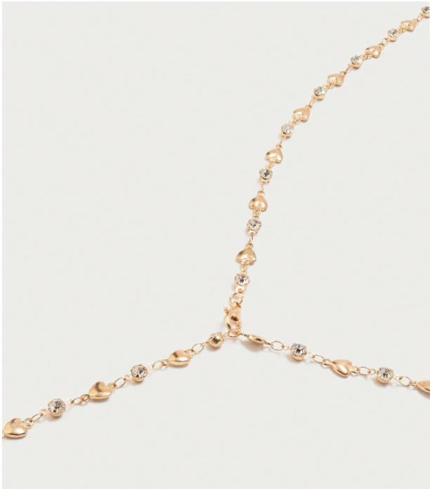 Amorielle Rhinestone Heart Necklace – Women’s Gold-Tone Jewellery | Romantic Heart Pendant | Elegant Everyday Necklace