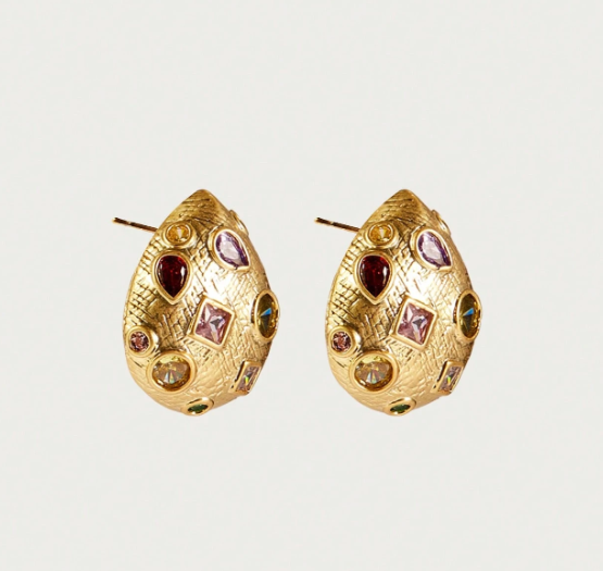 Valessia Geometric Rhinestone Earrings – Women’s 18K Gold-Plated Jewellery | Vintage Statement Earring Set | Elegant Everyday Accessories