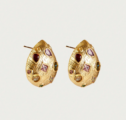 Valessia Geometric Rhinestone Earrings – Women’s 18K Gold-Plated Jewellery | Vintage Statement Earring Set | Elegant Everyday Accessories