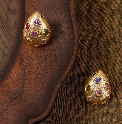 Valessia Geometric Rhinestone Earrings – Women’s 18K Gold-Plated Jewellery | Vintage Statement Earring Set | Elegant Everyday Accessories