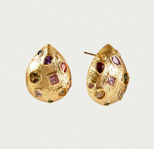 Valessia Geometric Rhinestone Earrings – Women’s 18K Gold-Plated Jewellery | Vintage Statement Earring Set | Elegant Everyday Accessories