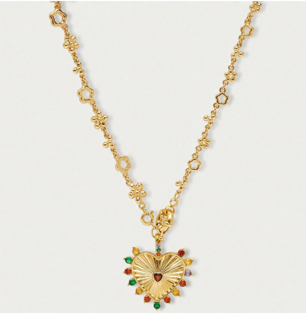 Coeurielle Hollow Heart Pendant Necklace – Women’s 18K Gold-Plated Jewellery | Rhinestone Heart Charm | 64cm Statement Necklace