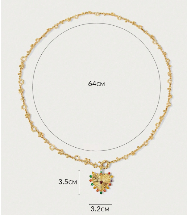 Coeurielle Hollow Heart Pendant Necklace – Women’s 18K Gold-Plated Jewellery | Rhinestone Heart Charm | 64cm Statement Necklace