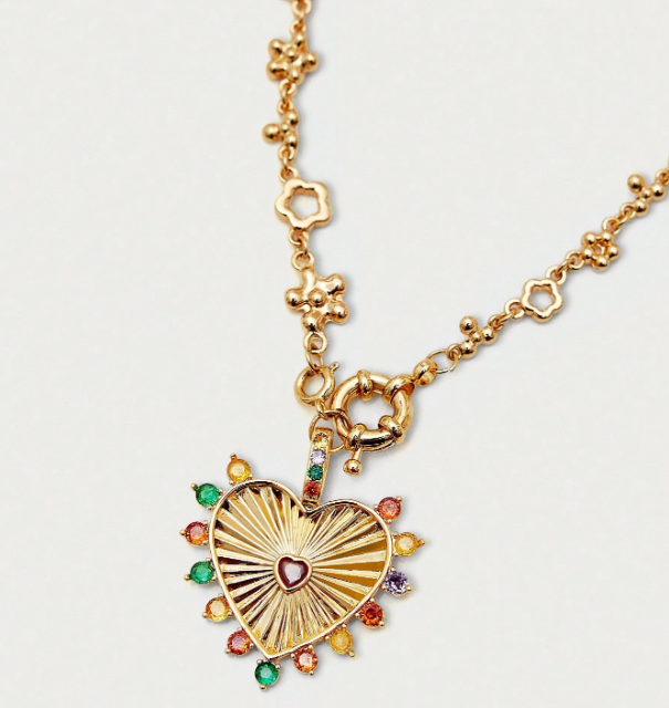 Coeurielle Hollow Heart Pendant Necklace – Women’s 18K Gold-Plated Jewellery | Rhinestone Heart Charm | 64cm Statement Necklace