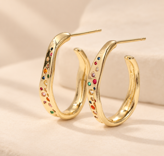 Prismelle Multicolour Zirconia Earrings — warm beige studio background