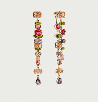 Aurevon Geometric Dangle Earrings – Women’s 18K Gold-Plated Jewellery | Vintage Drop Earrings | Elegant Everyday Statement Accessory