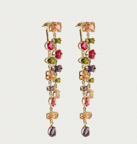 Aurevon Geometric Dangle Earrings – Women’s 18K Gold-Plated Jewellery | Vintage Drop Earrings | Elegant Everyday Statement Accessory