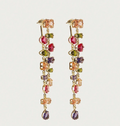 Aurevon Geometric Dangle Earrings – Women’s 18K Gold-Plated Jewellery | Vintage Drop Earrings | Elegant Everyday Statement Accessory