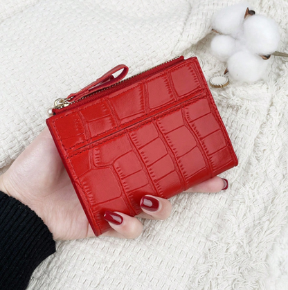 Marvelle Croc-Effect Compact Wallet – Women’s PU Small Wallet | Lightweight Zip Purse | Portable Card & Key Holder