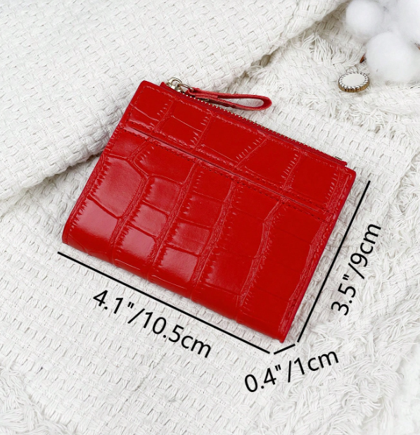 Marvelle Croc-Effect Compact Wallet – Women’s PU Small Wallet | Lightweight Zip Purse | Portable Card & Key Holder