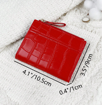 Marvelle Croc-Effect Compact Wallet – Women’s PU Small Wallet | Lightweight Zip Purse | Portable Card & Key Holder