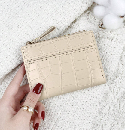 Marvelle Croc-Effect Compact Wallet – Women’s PU Small Wallet | Lightweight Zip Purse | Portable Card & Key Holder