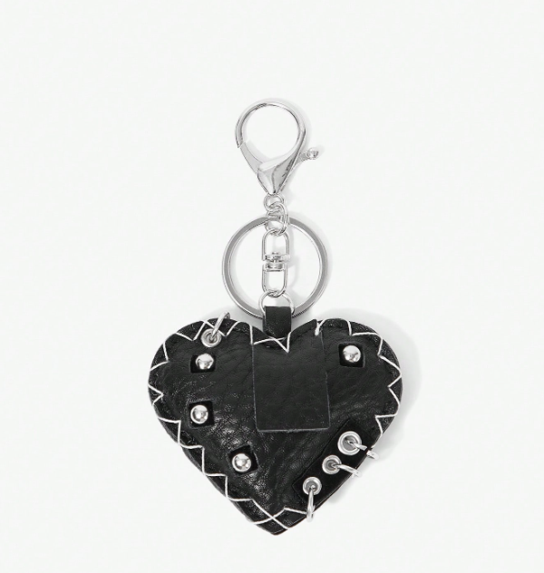 GelatoPop Ice Cream & Heart Bag Charm – Pink Dessert or Black Studded Heart | Decorative Keychain