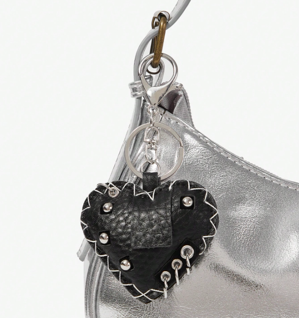 GelatoPop Ice Cream & Heart Bag Charm – Pink Dessert or Black Studded Heart | Decorative Keychain