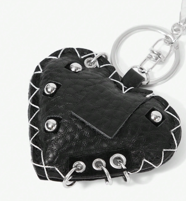 GelatoPop Ice Cream & Heart Bag Charm – Pink Dessert or Black Studded Heart | Decorative Keychain