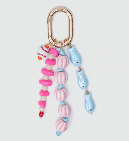 Beadora Colourful Woven Rope Bag Charm – Unisex Beaded Keychain | Kawaii Hanging Pendant | Spring & Summer Bag Accessory