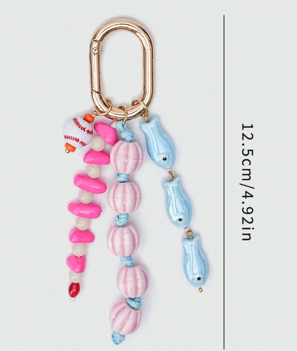 Beadora Colourful Woven Rope Bag Charm – Unisex Beaded Keychain | Kawaii Hanging Pendant | Spring & Summer Bag Accessory