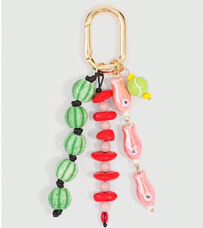 Beadora Colourful Woven Rope Bag Charm – Unisex Beaded Keychain | Kawaii Hanging Pendant | Spring & Summer Bag Accessory