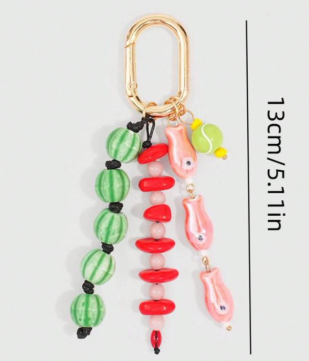 Beadora Colourful Woven Rope Bag Charm – Unisex Beaded Keychain | Kawaii Hanging Pendant | Spring & Summer Bag Accessory