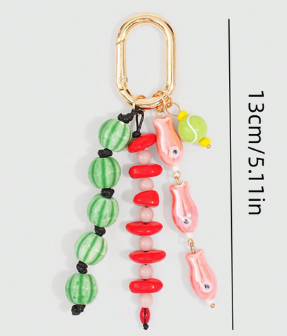 Beadora Colourful Woven Rope Bag Charm – Unisex Beaded Keychain | Kawaii Hanging Pendant | Spring & Summer Bag Accessory