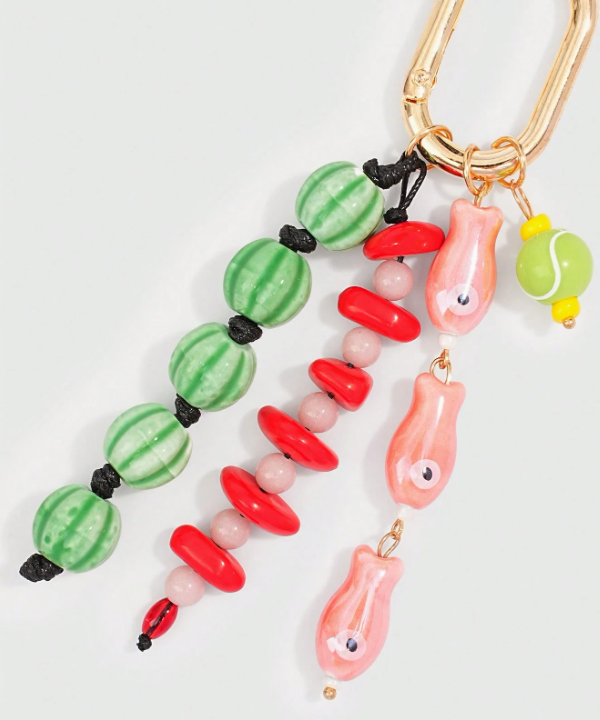 Beadora Colourful Woven Rope Bag Charm – Unisex Beaded Keychain | Kawaii Hanging Pendant | Spring & Summer Bag Accessory