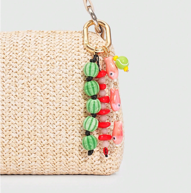 Beadora Colourful Woven Rope Bag Charm – Unisex Beaded Keychain | Kawaii Hanging Pendant | Spring & Summer Bag Accessory
