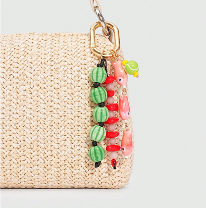 Beadora Colourful Woven Rope Bag Charm – Unisex Beaded Keychain | Kawaii Hanging Pendant | Spring & Summer Bag Accessory