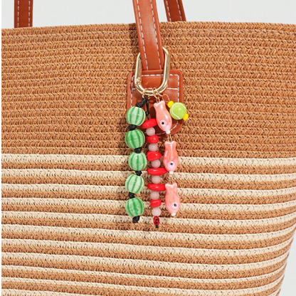 Beadora Colourful Woven Rope Bag Charm – Unisex Beaded Keychain | Kawaii Hanging Pendant | Spring & Summer Bag Accessory