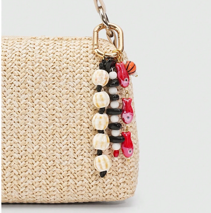Beadora Colourful Woven Rope Bag Charm – Unisex Beaded Keychain | Kawaii Hanging Pendant | Spring & Summer Bag Accessory