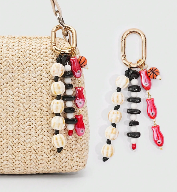 Beadora Colourful Woven Rope Bag Charm – Unisex Beaded Keychain | Kawaii Hanging Pendant | Spring & Summer Bag Accessory