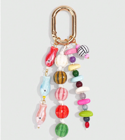 Beadora Colourful Woven Rope Bag Charm – Unisex Beaded Keychain | Kawaii Hanging Pendant | Spring & Summer Bag Accessory