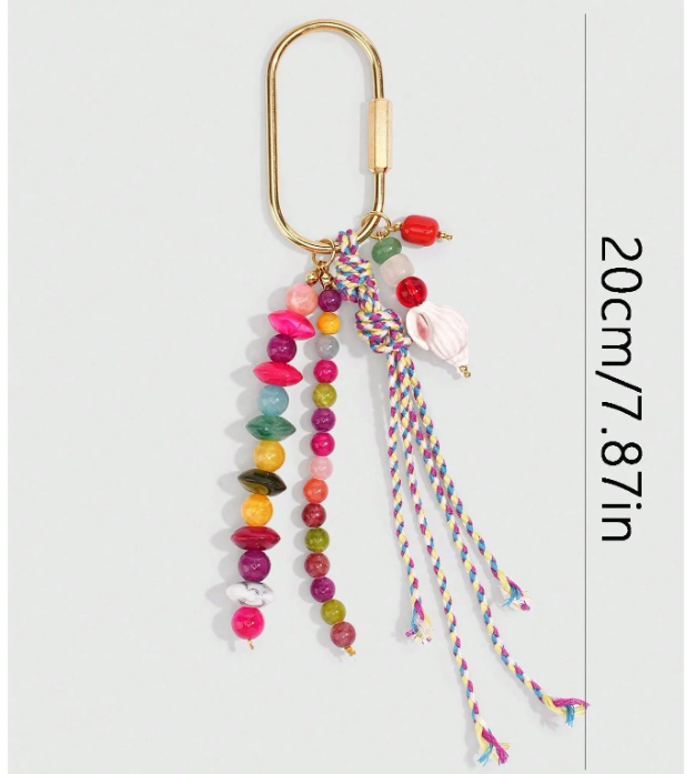 Verdelle Fairycore Beaded Bag Charm – Unisex Fruit-Inspired Keychain | Colourful Woven Rope Pendant | Spring & Summer Accessory