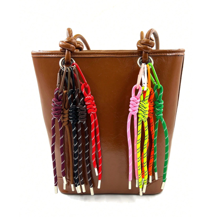 Knotelle Tassel Bag Charm – Women’s Decorative Knot Pendant | Colourful Fringe Accessory | Fashion Handbag & Backpack Decoration