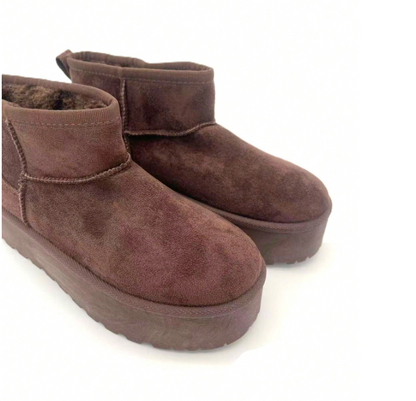 Brinelle Fur-Lined Platform Snow Boots – Women’s Suedette Winter Slip-On Shoes | Thick Sole & Cosy Lining | Autumn Winter Footwear