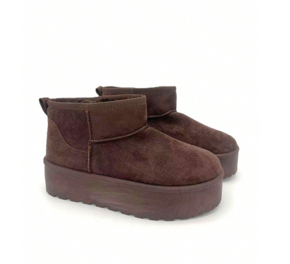 Brinelle Fur-Lined Platform Snow Boots – Women’s Suedette Winter Slip-On Shoes | Thick Sole & Cosy Lining | Autumn Winter Footwear